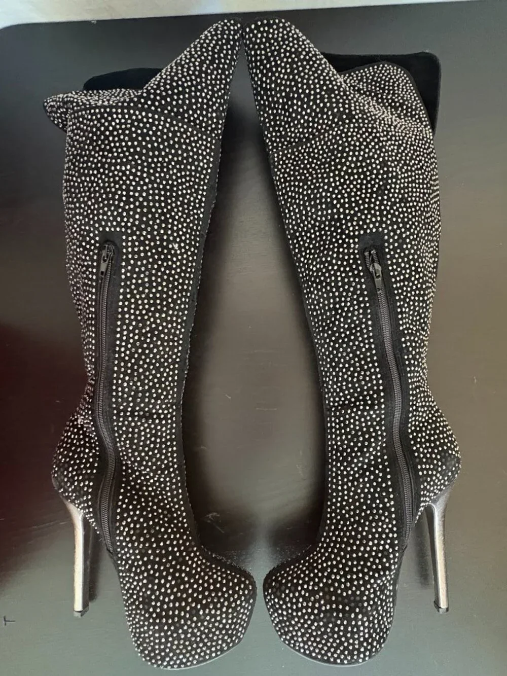 Bella Luna Size 8 Rhinestone Over-the-Knee Platform Stiletto Boots